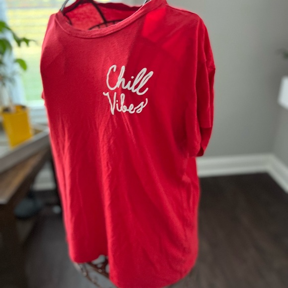 PINK Victoria’s Secret Red Chill Vibes Shirt Medium - Picture 6 of 11